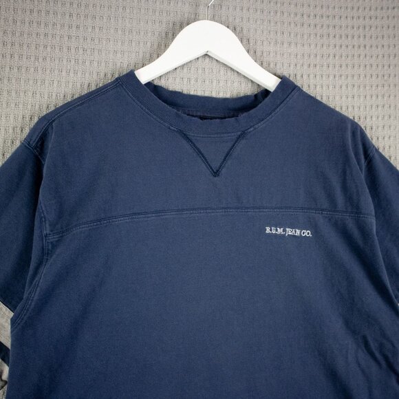 B.U.M Equipment Large Striped Distressed Tee Y2K Mens - Picture 4 of 8